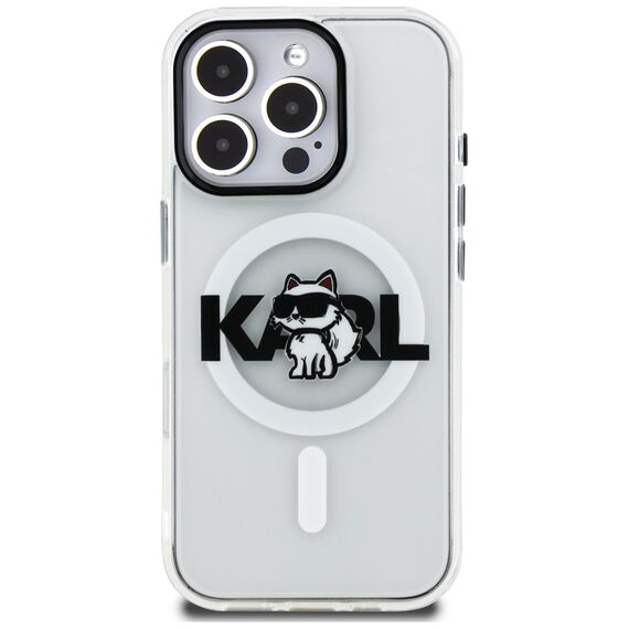 Karl Lagerfeld IML Choupette Sketch Logo MagSafe Case for iPhone 16 Pro - Clear
