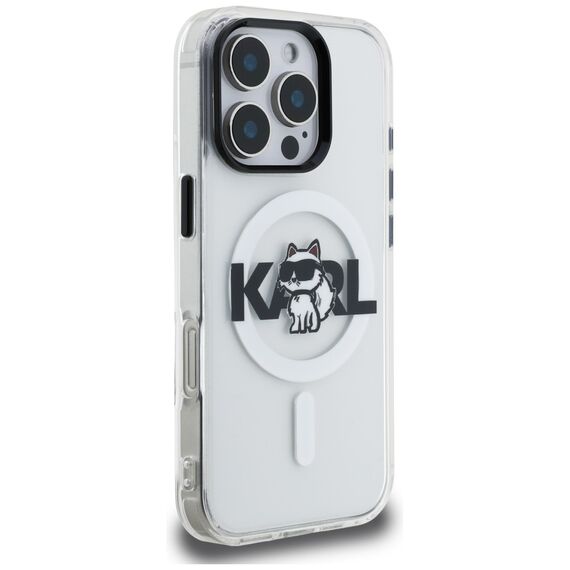 Karl Lagerfeld IML Choupette Sketch Logo MagSafe Case for iPhone 16 Pro - Clear