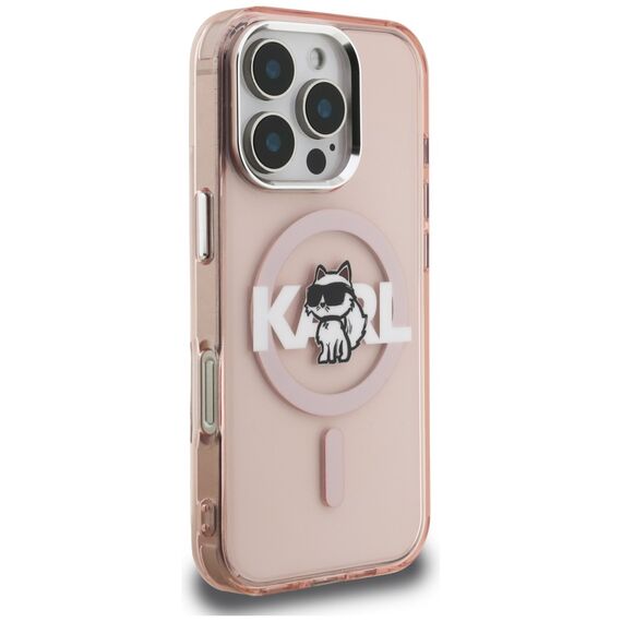 Karl Lagerfeld IML Choupette Sketch Logo MagSafe Case for iPhone 16 Pro - Pink