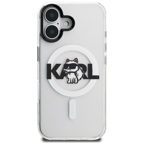 Karl Lagerfeld IML Choupette Sketch Logo MagSafe iPhone 16 Case - Clear