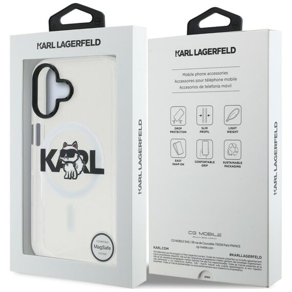 Karl Lagerfeld IML Choupette Sketch Logo MagSafe iPhone 16 Case - Clear