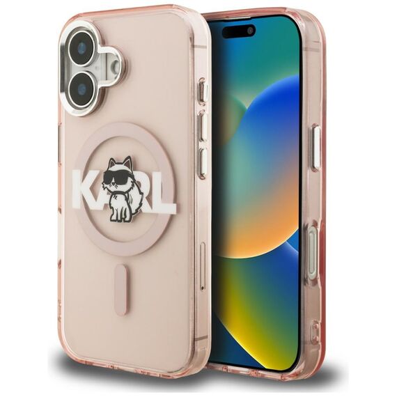 Karl Lagerfeld IML Choupette Sketch Logo MagSafe iPhone 16 Case - Pink