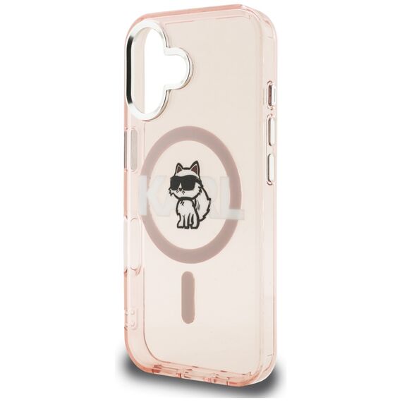 Karl Lagerfeld IML Choupette Sketch Logo MagSafe iPhone 16 Case - Pink