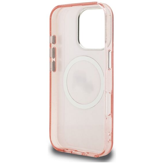 Karl Lagerfeld IML Glitter Karl &amp; Choupette Heads Logo MagSafe Case for iPhone 16 Pro Max - Pink