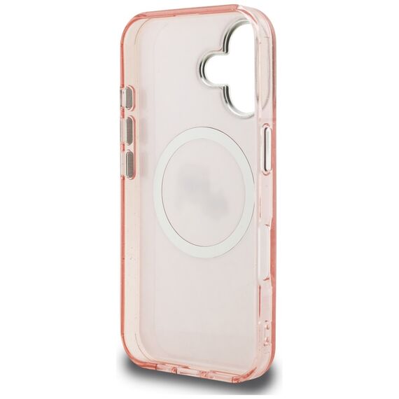 Karl Lagerfeld IML Glitter Karl &amp; Choupette Heads Logo MagSafe iPhone 16 Case - Pink