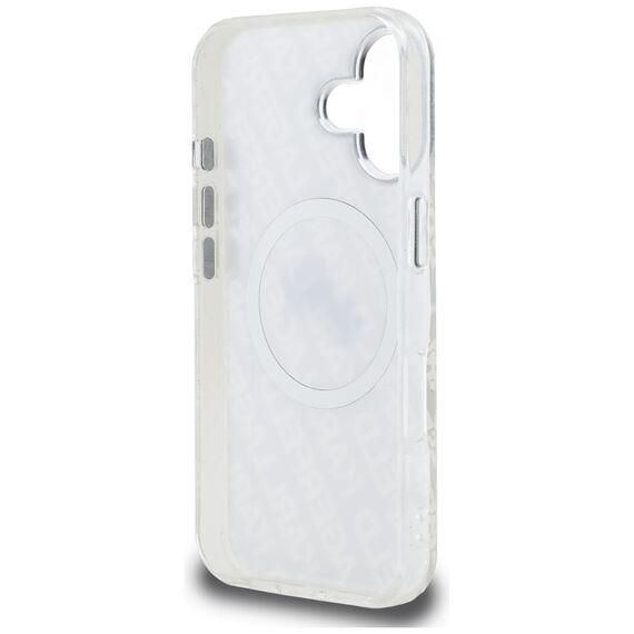 Karl Lagerfeld IML Glitter Karl &amp; Choupette Heads Logo MagSafe iPhone 16 Case - Gray