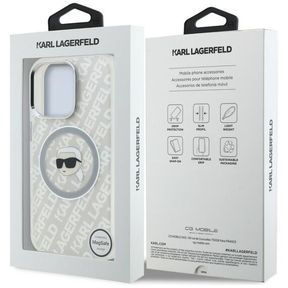 Karl Lagerfeld IML Karl Head Logo MagSafe Case for iPhone 16 Pro Max - Gray