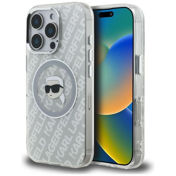 Karl Lagerfeld IML Karl Head Logo MagSafe Case for iPhone 16 Pro - Gray