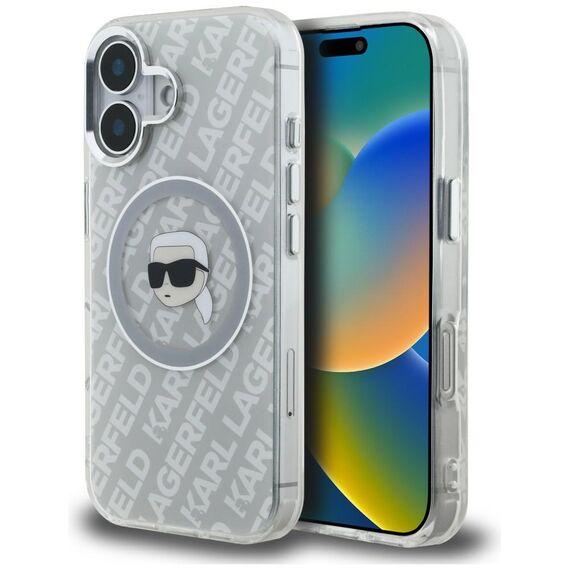 Karl Lagerfeld IML Karl Head Logo MagSafe Case for iPhone 16 - Gray