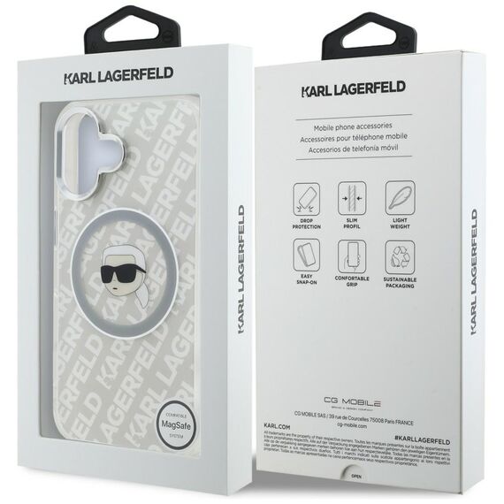 Karl Lagerfeld IML Karl Head Logo MagSafe Case for iPhone 16 - Gray