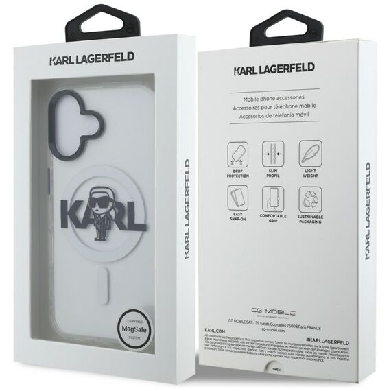Karl Lagerfeld IML Karl Sketch Logo MagSafe Case for iPhone 16 - Clear