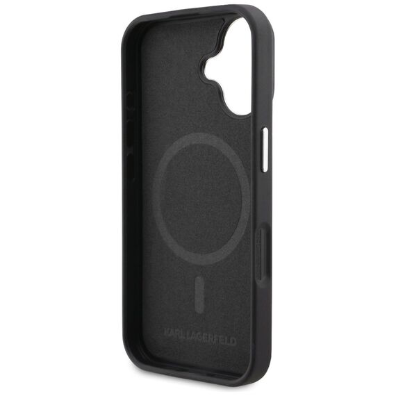 Karl Lagerfeld Initial &amp; Metal Logo MagSafe Case for iPhone 16 - Black