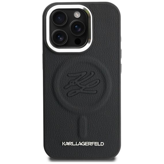 Karl Lagerfeld Initial &amp; Metal Logo MagSafe Case for iPhone 16 Pro - Black