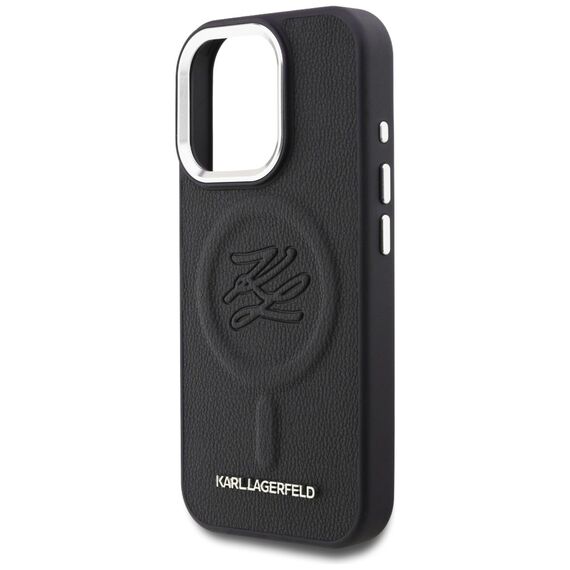 Karl Lagerfeld Initial &amp; Metal Logo MagSafe Case for iPhone 16 Pro - Black