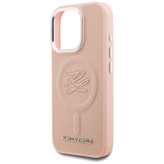Karl Lagerfeld Initial &amp; Metal Logo MagSafe Case for iPhone 16 Pro Max - Pink