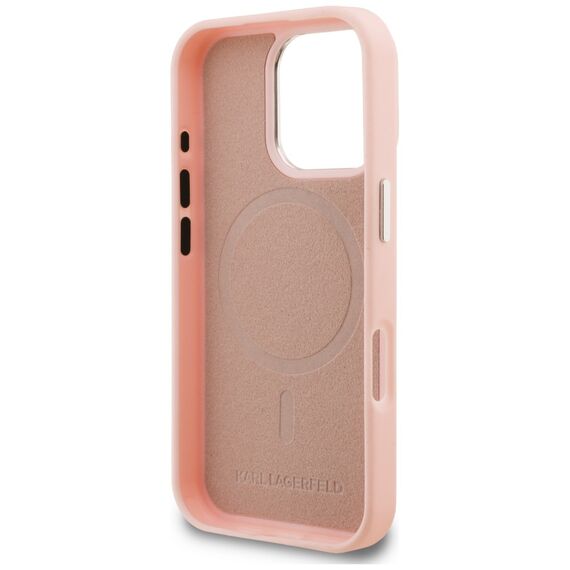 Karl Lagerfeld Initial &amp; Metal Logo MagSafe Case for iPhone 16 Pro Max - Pink