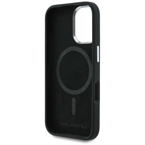 Karl Lagerfeld Silicone Heart Sign Logo MagSafe Case for iPhone 16 - Black