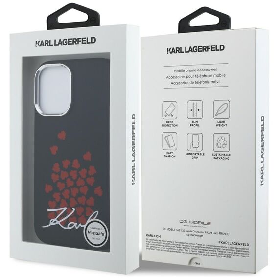 Karl Lagerfeld Silicone Heart Sign Logo MagSafe Case for iPhone 16 - Black