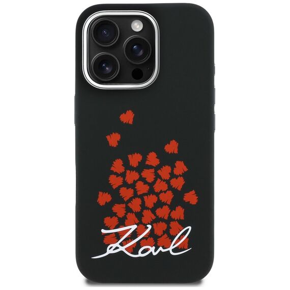 Karl Lagerfeld Silicone Heart Sign Logo MagSafe Case for iPhone 16 Pro - Black