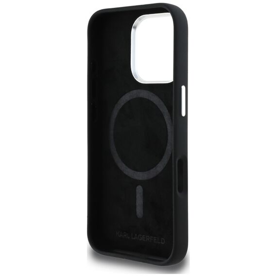Karl Lagerfeld Silicone Heart Sign Logo MagSafe Case for iPhone 16 Pro Max - Black