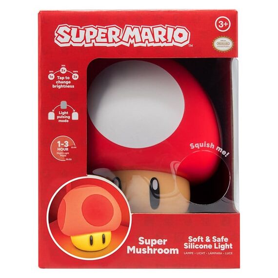 Super Mario SquishyGlo Silicon Light Super Mushroom Rechargeable 15 cm