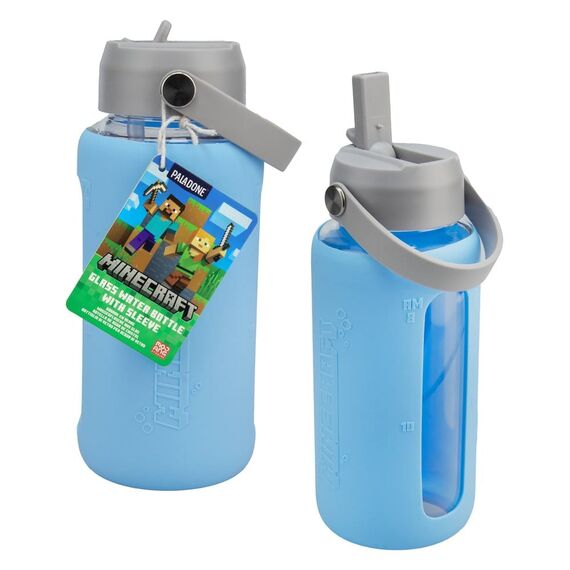 Minecraft Glass Water Bottle with Sleeve