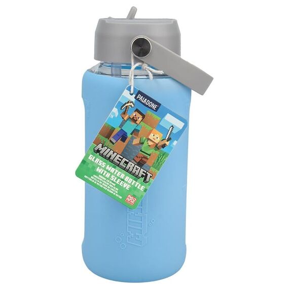 Minecraft Glass Water Bottle with Sleeve