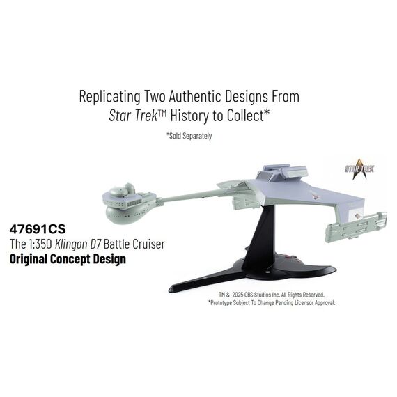 Star Trek TOS DieCast Replica 1/350 Klingon D7 Battle Cruiser Original Concept Design heo EU Exclusive 66 cm