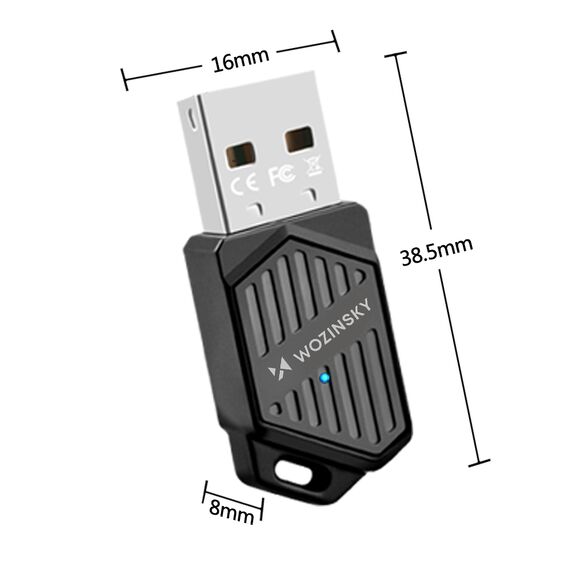 Wozinsky WAX-900 Dual-Band USB Wi-Fi 6 Adapter with Bluetooth 5.4 - Black