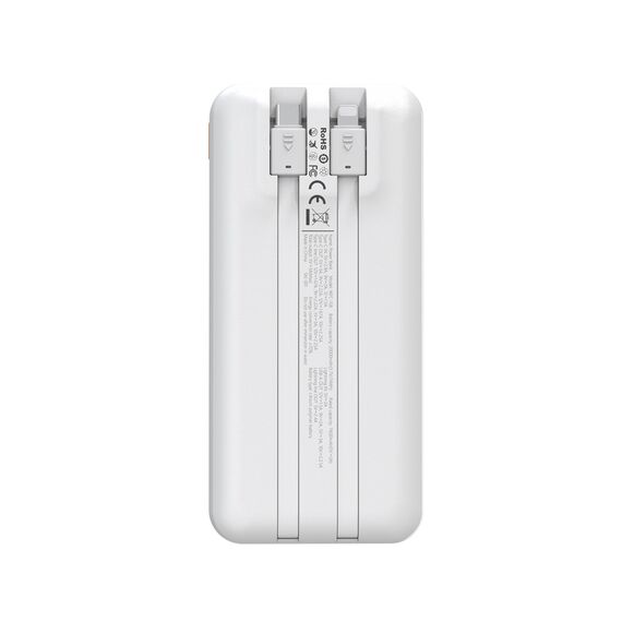 Wozinsky WFC-15W 20000mAh 22.5W PD20W Powerbank with Built-in Lightning and USB-C Cables - White