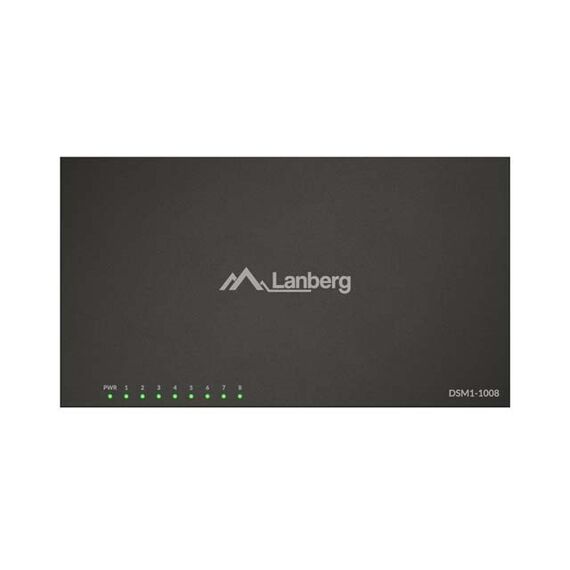 LANBERG DSM1-1008 SWITCH 8X 1GB/S UNMANAGED GIGABIT ETHERNET DESKTOP 12V (METAL CASE)