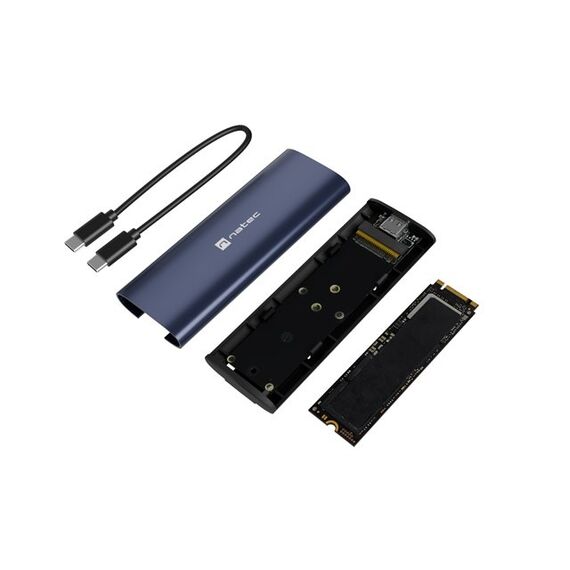 NATEC RHINO M.2 NVME LITE EXTERNAL SSD ENCLOSURE USB-C 3.2 GEN 2 STEEL NAVY