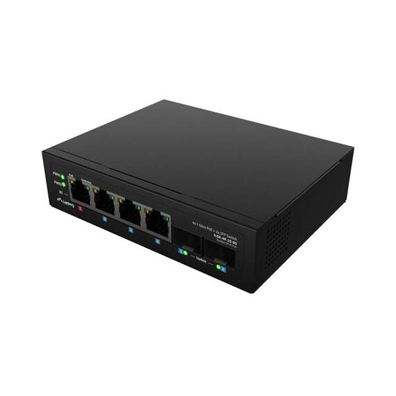 LANBERG ILGE-4P-2S-90 LIGHT INDUSTRIAL POE SWITCH 1XBT 3XAT 2XSFP DIN GIGABIT ETHERNET