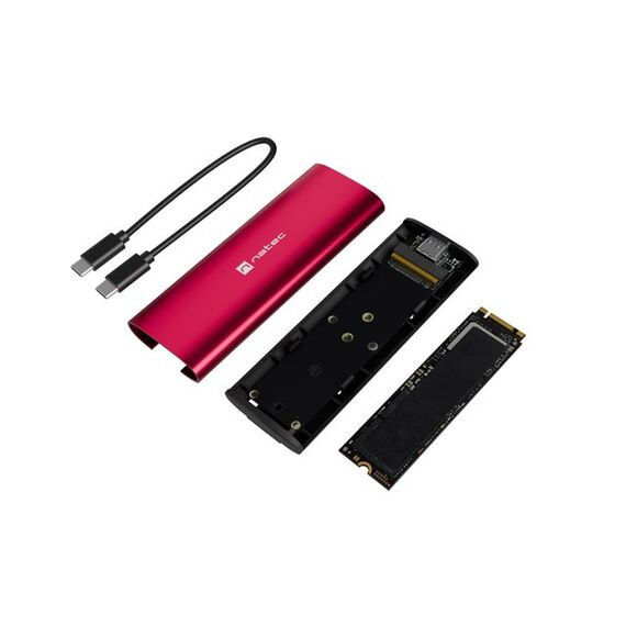 NATEC RHINO M.2 NVME LITE EXTERNAL SSD ENCLOSURE USB-C 3.2 GEN 2 RUBY RED