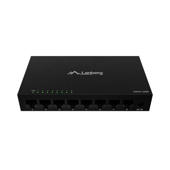 LANBERG DSM1-1008 SWITCH 8X 1GB/S UNMANAGED GIGABIT ETHERNET DESKTOP 12V (METAL CASE)