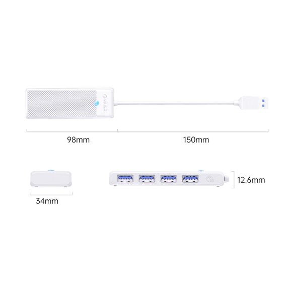 Orico PAPW4A-U3 USB Hub 4-port 4x USB-A 3.0 1.8 m - white