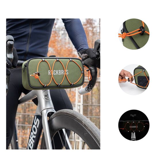 Torba na kierownicę 1,9L Rockbros TL001 ROAD TO SKY wodoodporna – zielona