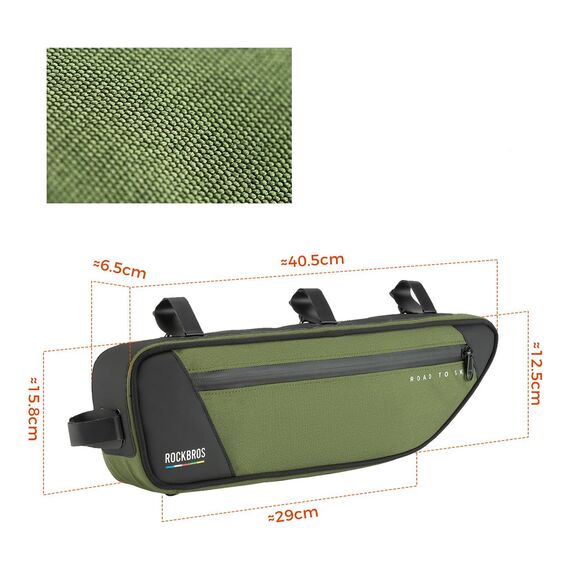 Torba pod ramę 2L Rockbros TL003 ROAD TO SKY wodoodporna – zielona