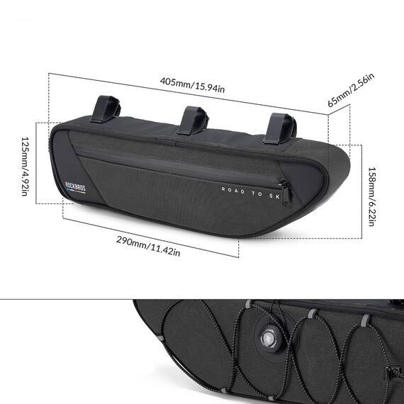 Torba pod ramę 2L Rockbros TL003 ROAD TO SKY wodoodporna – czarna