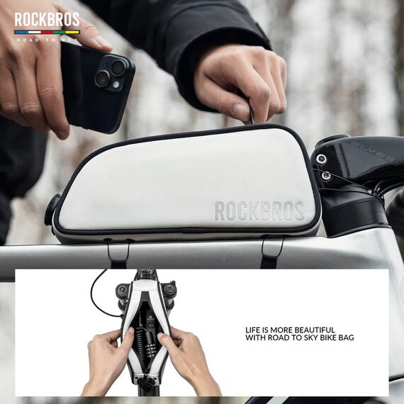 Torba na ramę 0,7L Rockbros TL004 ROAD TO SKY wodoodporna – biała