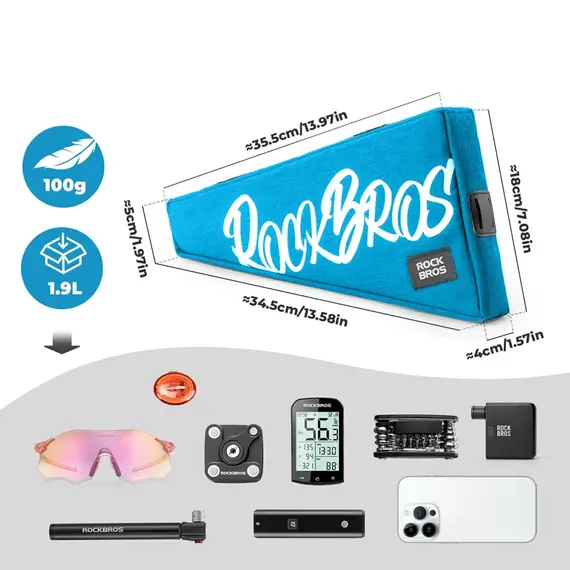 Torba trójkątna Rockbros G008 Flash Journey – XL, niebieska