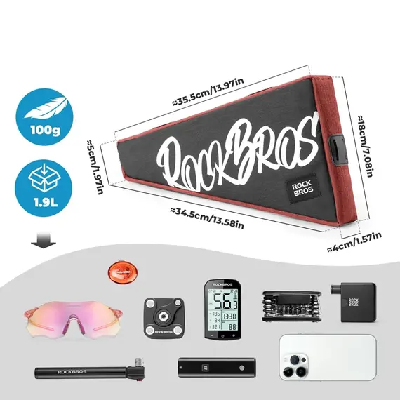 Torba trójkątna Rockbros G008 Flash Journey – XL, czerwona