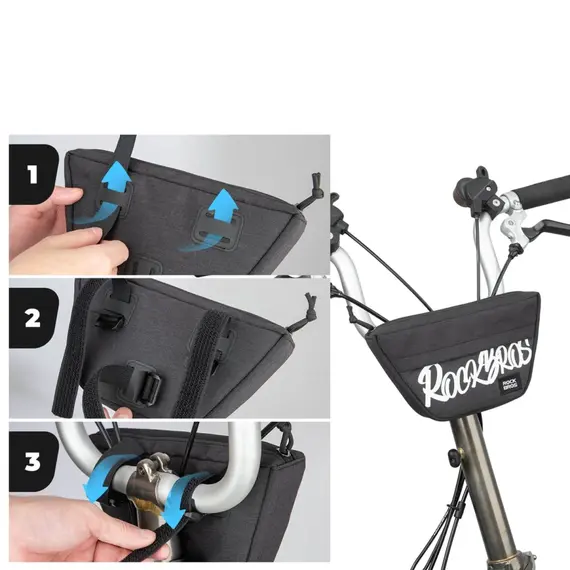 Torba na kierownicę Rockbros G011 Flash Journey – trapezoidalna, czarna
