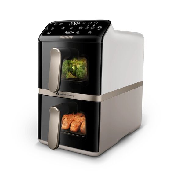 Philips 4000 series NA462/80 fryer Double 10 L Stand-alone 2750 W Hot air fryer Black, Gold, Grey