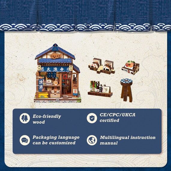 Miniature House Model Kit Fukuoka Mentaiko Kitchen 11 x 9 cm
