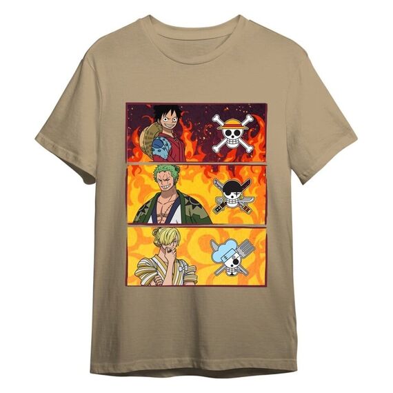 One Piece T-Shirt Monkey D. Luffy & Roronoa Zoro & Sanji Sand Size L