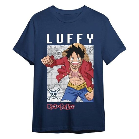 One Piece T-Shirt Monkey D. Luffy Mapa Denim