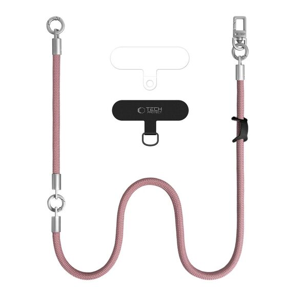 Tech-Protect C10S Crossbody Phone Lanyard (114 cm) + Wrist Strap (31 cm) - Pink Titanium
