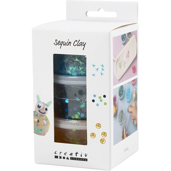 Creativ Company - Sequin Clay, blue/green harmony, 3x60 g/ 1 pack (787481) / Toys