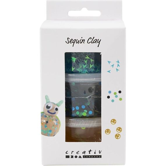 Creativ Company - Sequin Clay, blue/green harmony, 3x60 g/ 1 pack (787481) / Toys